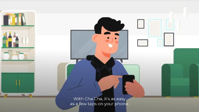 Motion graphic video service for CHA CHA startup.